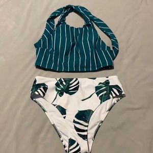 Cupshe green and white palm bikini
